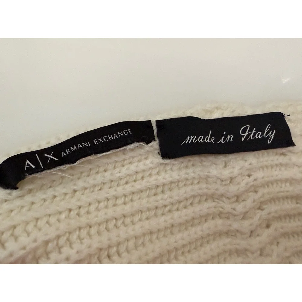 Armani Exchange Women's Knitted Cozy Ivory‎ Made in Italy Knit Scarf 86